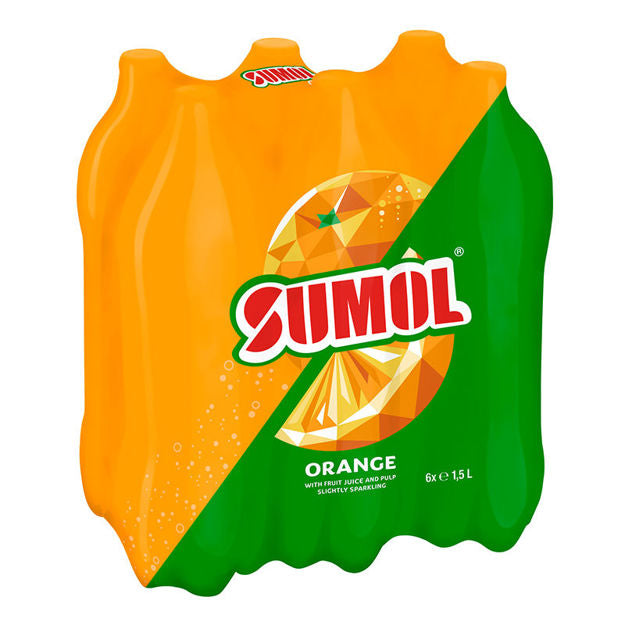 Sumol Orange 1.5L - L&B Tropical Fizz, Portuguese style-Get a burst of sunshine in every sip! Fruit juice,with no coloring agents added-a highly refreshing drink, made with real orange juice,lightly carbonated, no artificial coloring, not too sugary not too sour. Flavored drinks 2.45 Sumol Orange 1.5L #