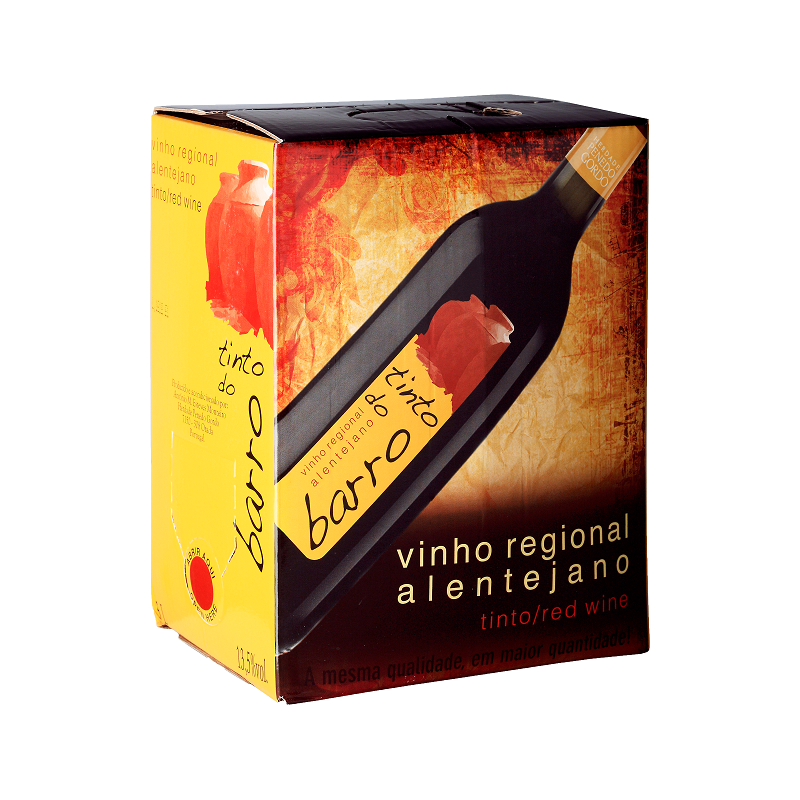 Box of Tinto do Barro red wine on a white background