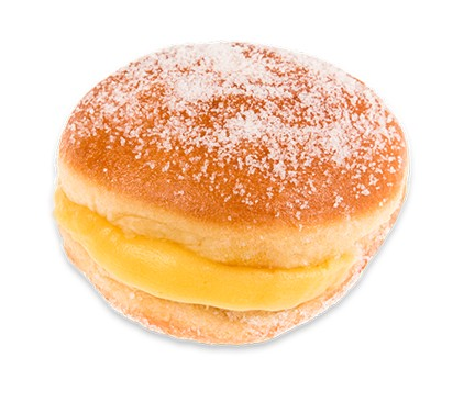 Portuguese custard donut(Bola de Berlim) - L&B Soft,golden fried doughnut generously filled with creamy egg custard and dusted with fine sugar.Perfect as a snack,dessert or coffee companion. Pastry 1.55 Portuguese custard donut(Bola de Berlim) #
