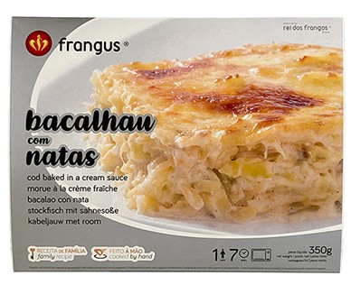 Bacalhau com natas(salt cod with white cream) - L&B A healthy Portuguese classic! Bacalhau com Natas combines tender salt cod with seasonal greens, onions, and olive oil for a simple, flavorful dish. Ready meals 6.25 Bacalhau com natas(salt cod with white cream)   #