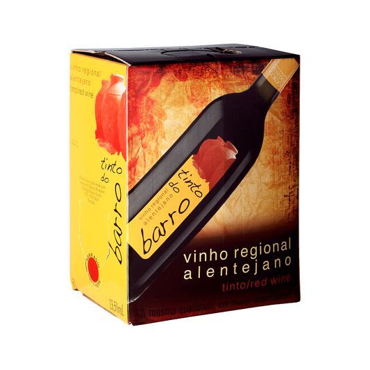 Box of Tinto do Barro red wine on a white background